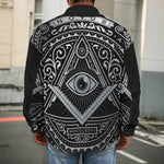 Silver And Black All Seeing Eye Print Men's Shirt Jacket