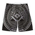 Silver And Black All Seeing Eye Print Men's Swim Trunks