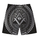 Silver And Black All Seeing Eye Print Men's Swim Trunks