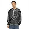 Silver And Black All Seeing Eye Print Men's Velvet Pullover Hoodie