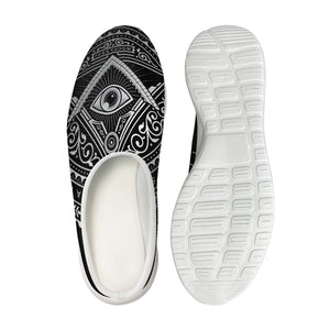 Silver And Black All Seeing Eye Print Mesh Casual Shoes