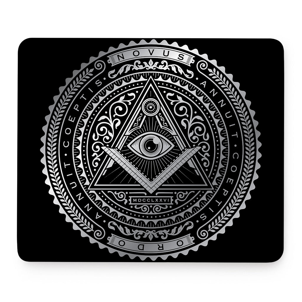 Silver And Black All Seeing Eye Print Mouse Pad