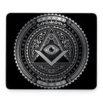 Silver And Black All Seeing Eye Print Mouse Pad