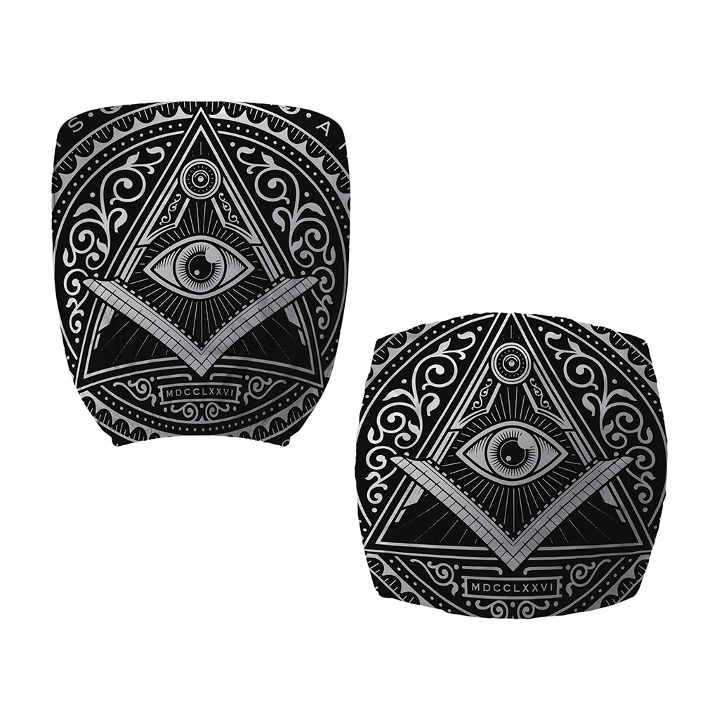 Silver And Black All Seeing Eye Print Office Chair Cover