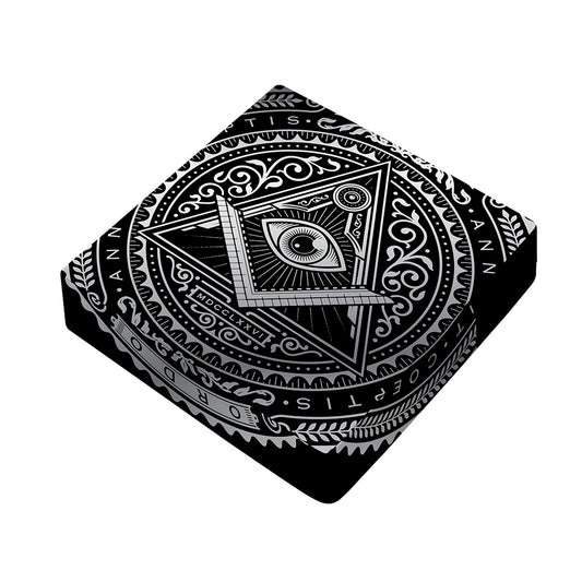 Silver And Black All Seeing Eye Print Outdoor Seat Cushion Cover