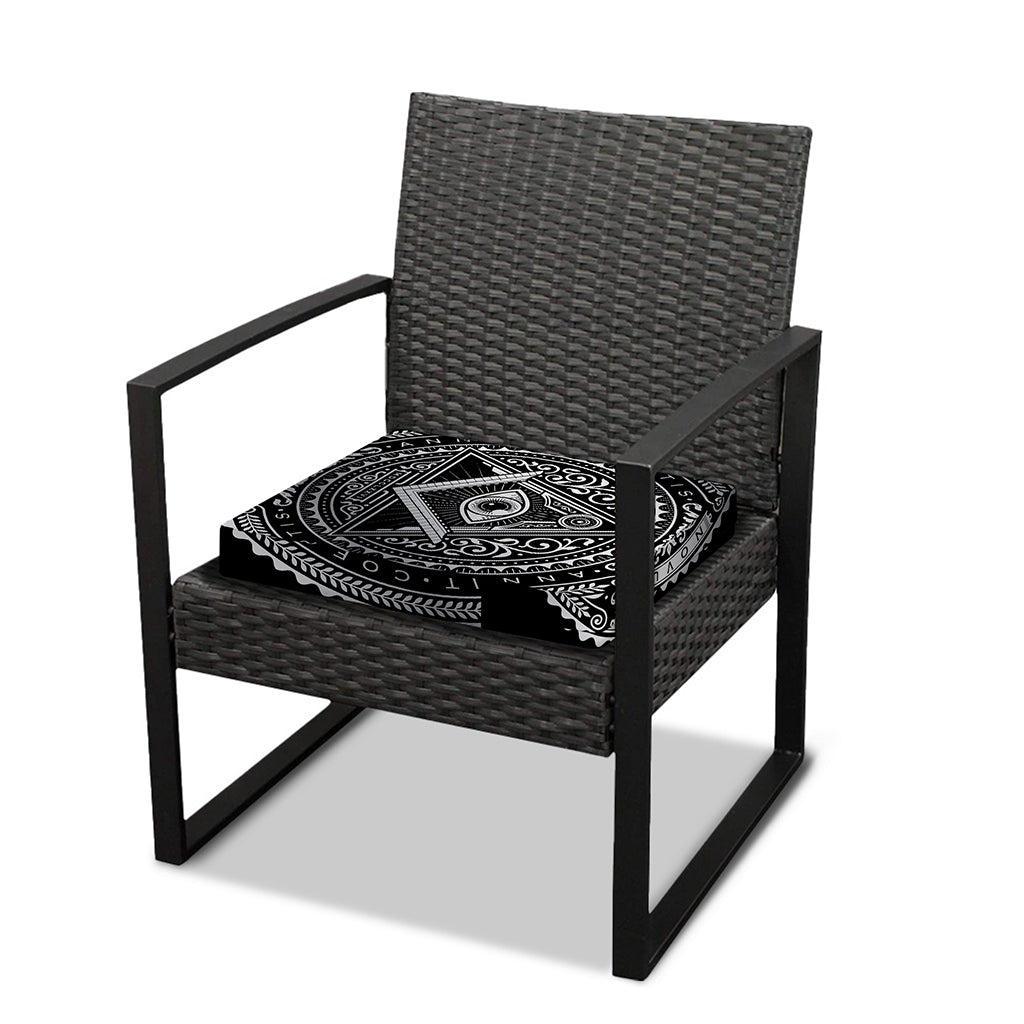Silver And Black All Seeing Eye Print Outdoor Seat Cushion Cover