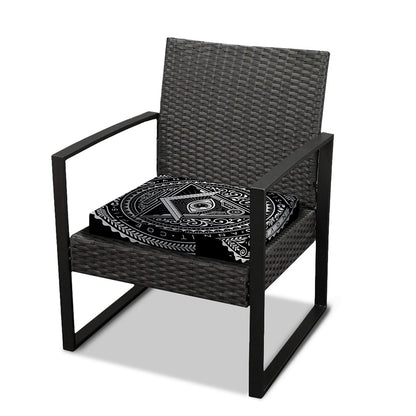 Silver And Black All Seeing Eye Print Outdoor Seat Cushion Cover