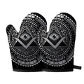 Silver And Black All Seeing Eye Print Oven Mitts