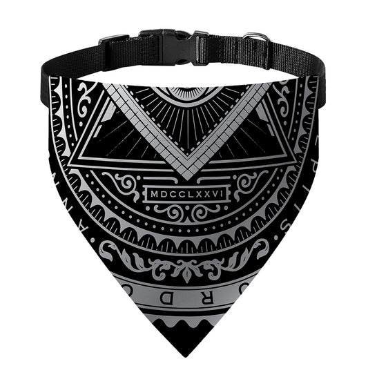 Silver And Black All Seeing Eye Print Over The Collar Dog Bandana