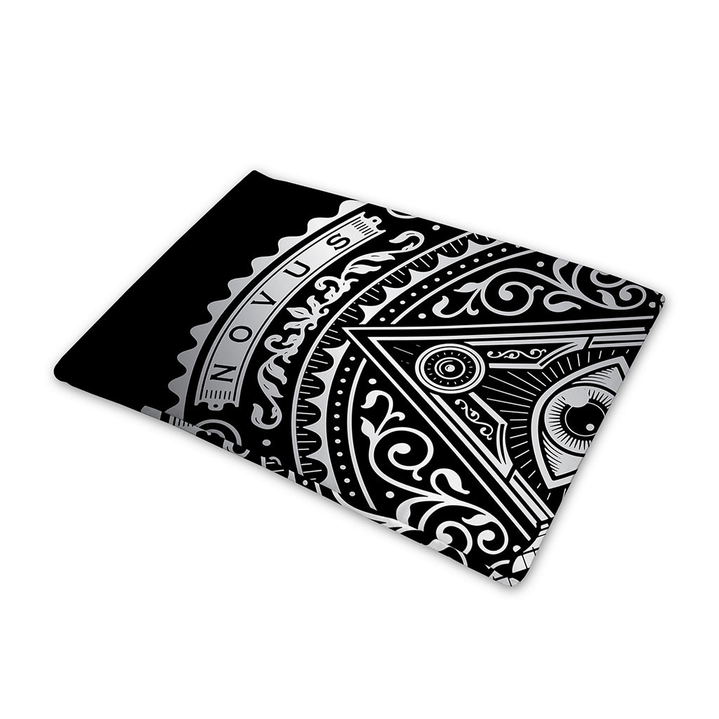 Silver And Black All Seeing Eye Print Pet Cooling Mat Cover