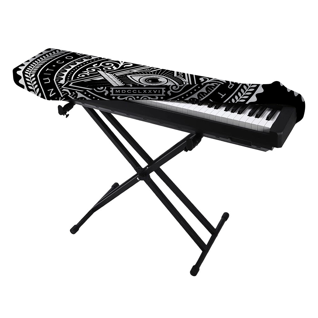 Silver And Black All Seeing Eye Print Piano Keyboard Cover