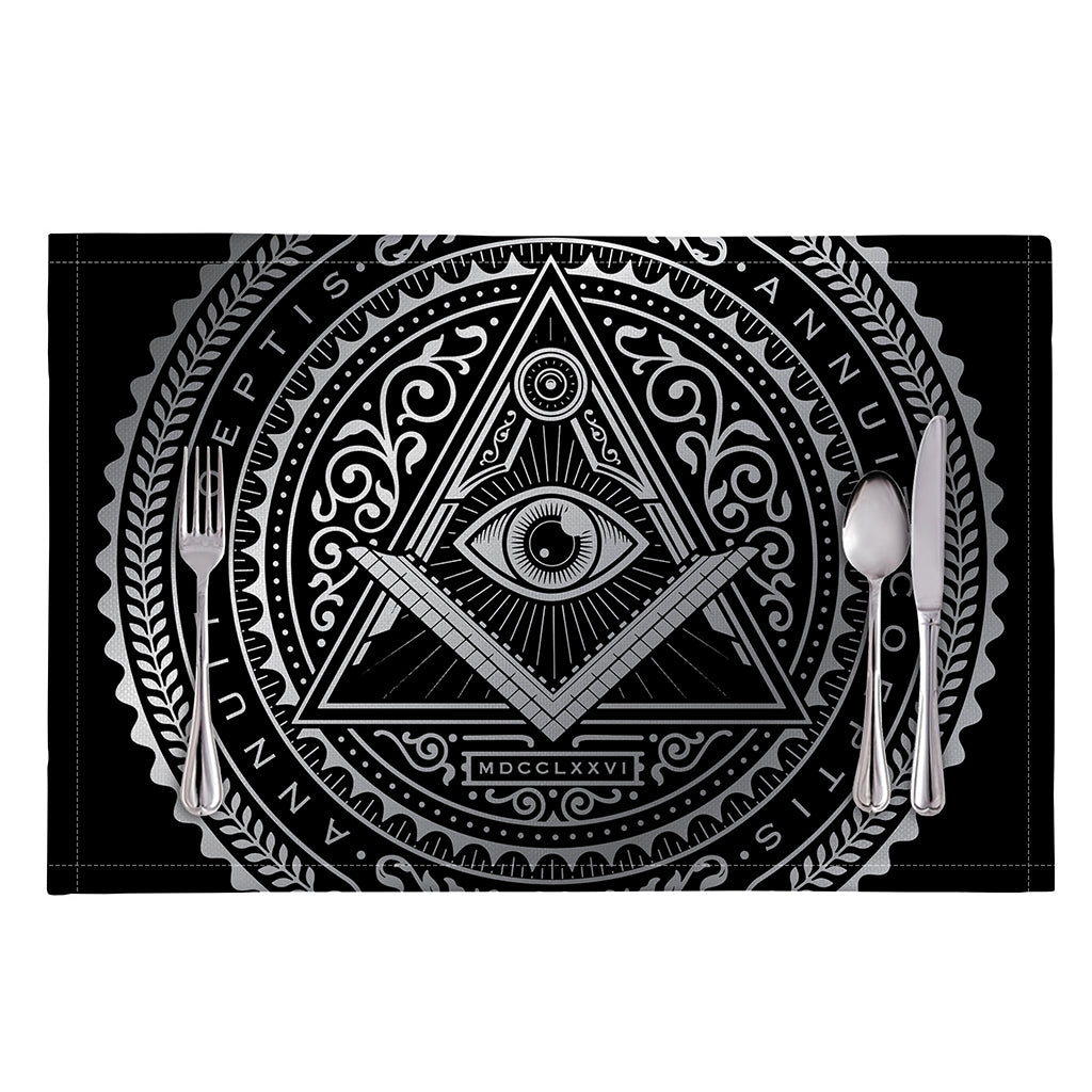 Silver And Black All Seeing Eye Print Placemat