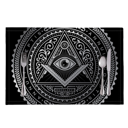 Silver And Black All Seeing Eye Print Placemat