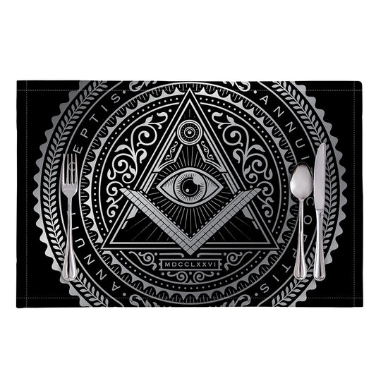 Silver And Black All Seeing Eye Print Placemat