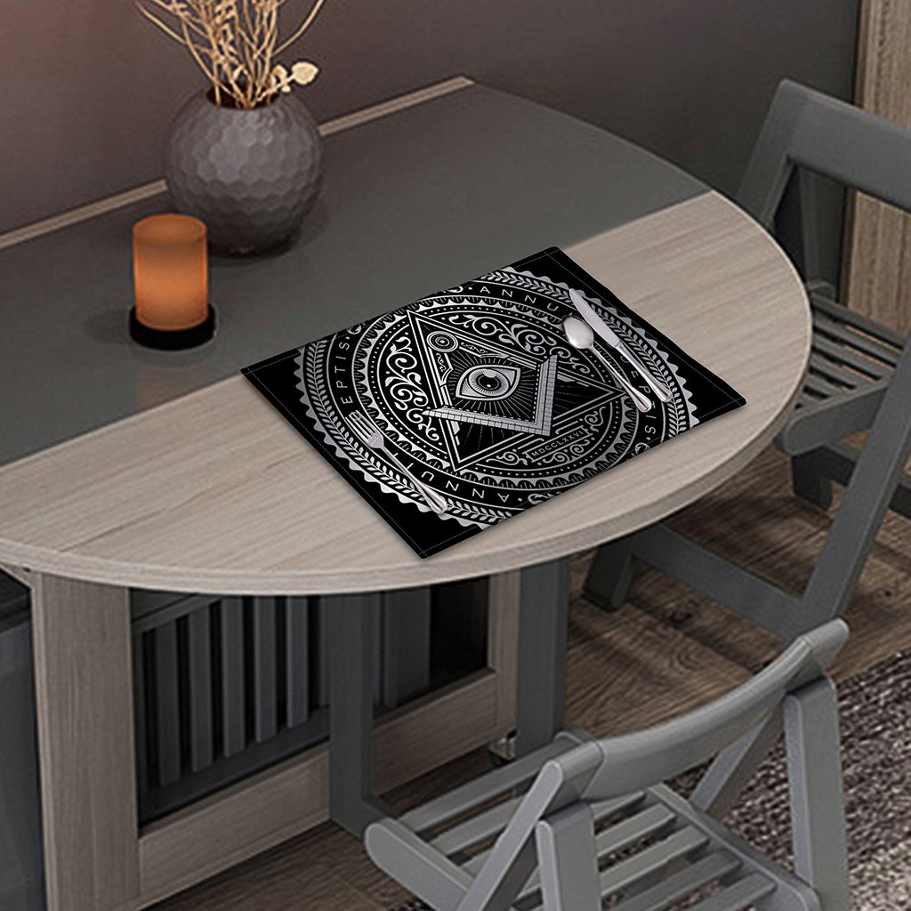 Silver And Black All Seeing Eye Print Placemat