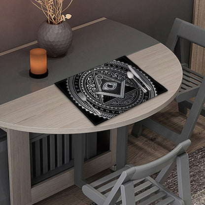 Silver And Black All Seeing Eye Print Placemat