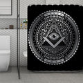Silver And Black All Seeing Eye Print Polyester Shower Curtain