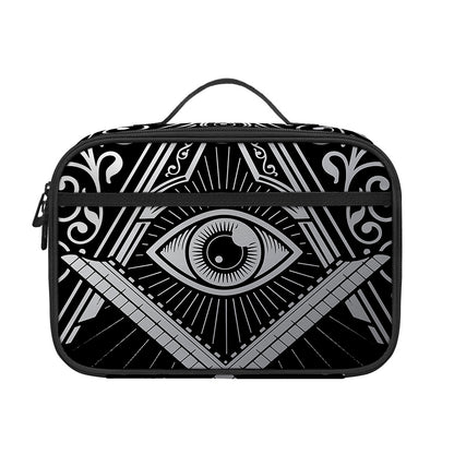 Silver And Black All Seeing Eye Print Portable Lunch Bag