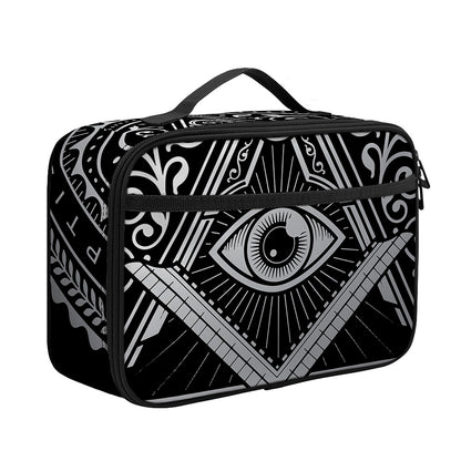 Silver And Black All Seeing Eye Print Portable Lunch Bag