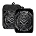 Silver And Black All Seeing Eye Print Pot Holders With Pocket