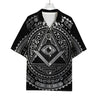 Silver And Black All Seeing Eye Print Rayon Hawaiian Shirt