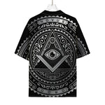 Silver And Black All Seeing Eye Print Rayon Hawaiian Shirt