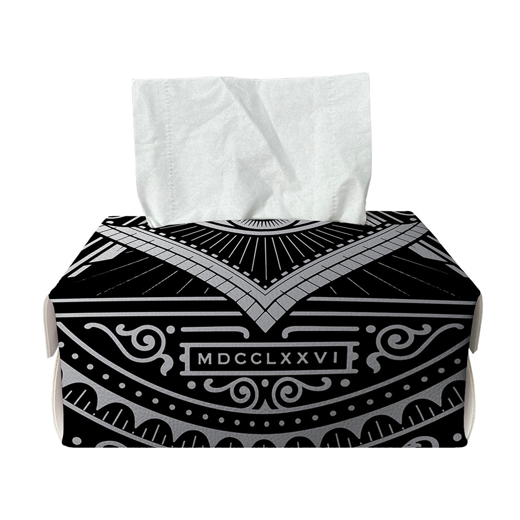 Silver And Black All Seeing Eye Print Rectangle Tissue Box Cover