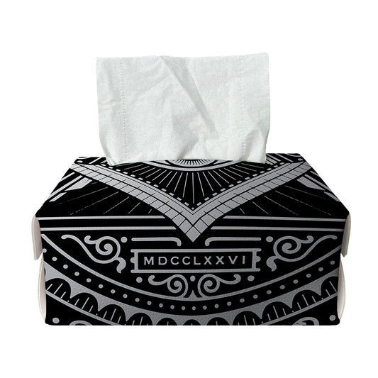 Silver And Black All Seeing Eye Print Rectangle Tissue Box Cover