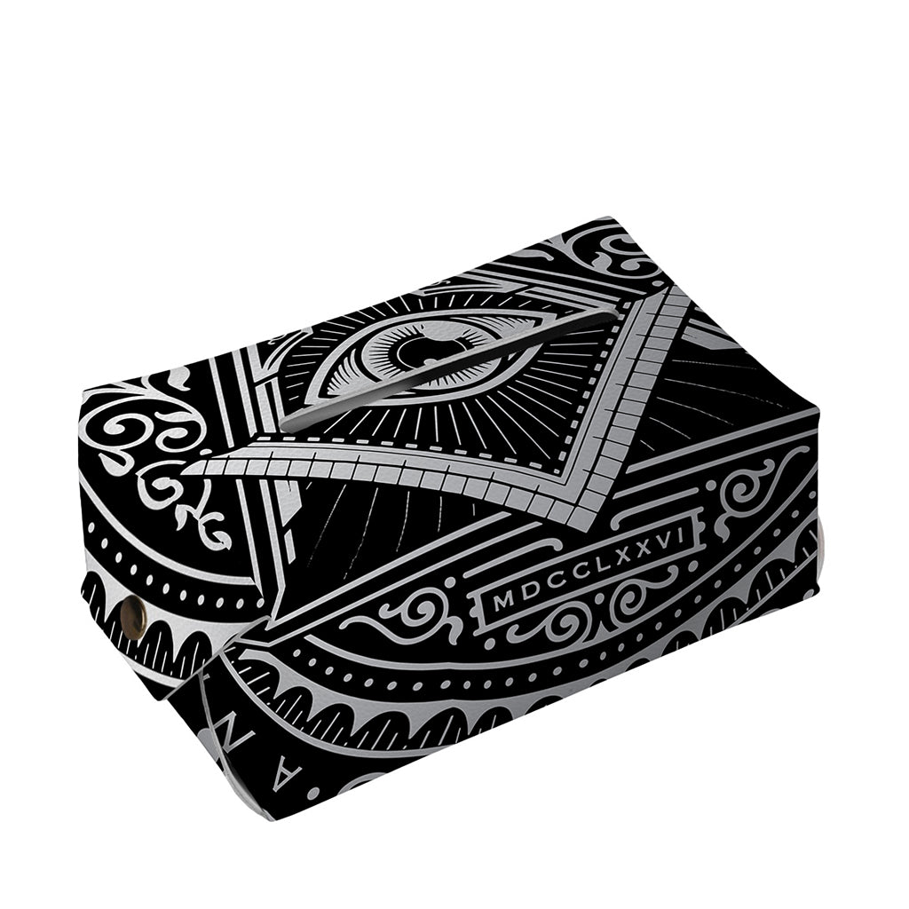 Silver And Black All Seeing Eye Print Rectangle Tissue Box Cover