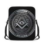 Silver And Black All Seeing Eye Print Rectangular Crossbody Bag