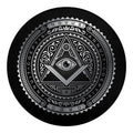 Silver And Black All Seeing Eye Print Round Blanket