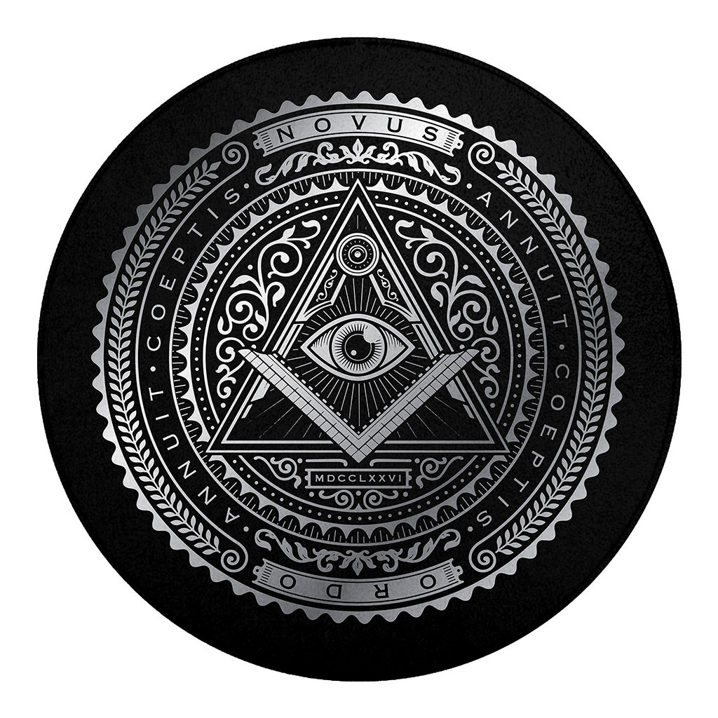 Silver And Black All Seeing Eye Print Round Blanket