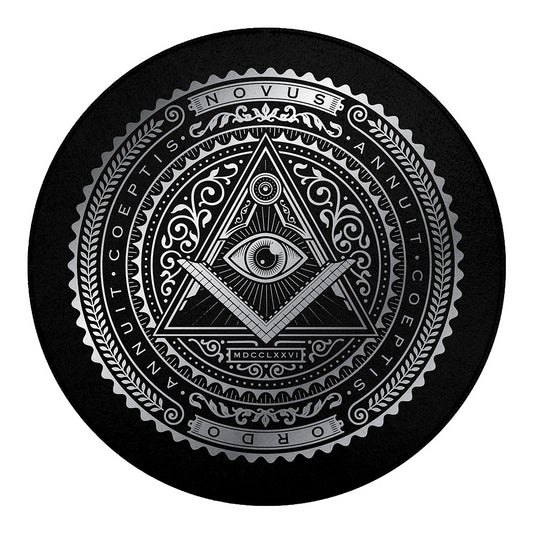 Silver And Black All Seeing Eye Print Round Blanket