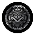 Silver And Black All Seeing Eye Print Round Floor Mat