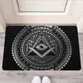 Silver And Black All Seeing Eye Print Rubber Doormat