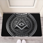 Silver And Black All Seeing Eye Print Rubber Doormat