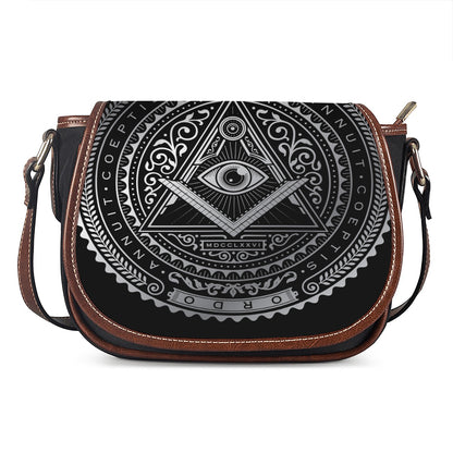 Silver And Black All Seeing Eye Print Saddle Bag