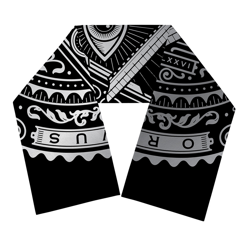 Silver And Black All Seeing Eye Print Scarf