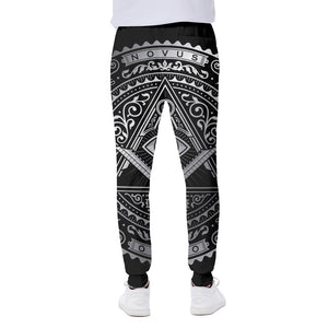 Silver And Black All Seeing Eye Print Scuba Joggers