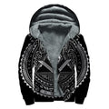 Silver And Black All Seeing Eye Print Sherpa Lined Zip Up Hoodie