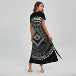 Silver And Black All Seeing Eye Print Short Sleeve Maxi Dress