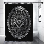 Silver And Black All Seeing Eye Print Shower Curtain