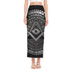 Silver And Black All Seeing Eye Print Side Slit Maxi Skirt