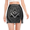 Silver And Black All Seeing Eye Print Side Slit Mini Skirt