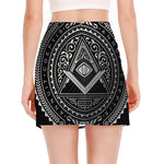 Silver And Black All Seeing Eye Print Side Slit Mini Skirt