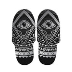 Silver And Black All Seeing Eye Print Slippers