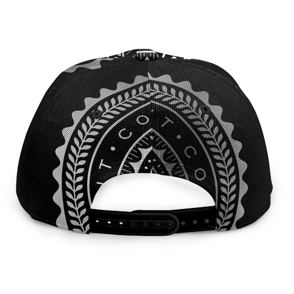 Silver And Black All Seeing Eye Print Snapback Cap