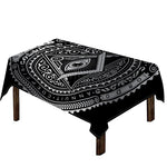 Silver And Black All Seeing Eye Print Tablecloth