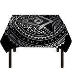 Silver And Black All Seeing Eye Print Tablecloth