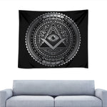 Silver And Black All Seeing Eye Print Tapestry